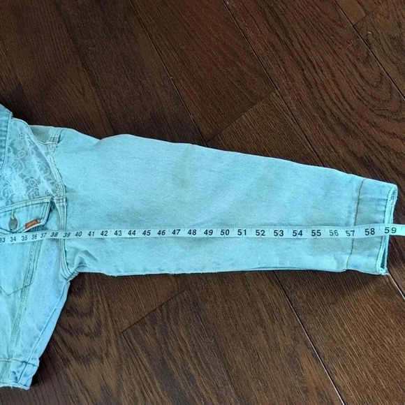 JORDACHE - VINTAGE 90s Acid Qash Cropped Denim & Lace Jacket - Picture 9 of 9